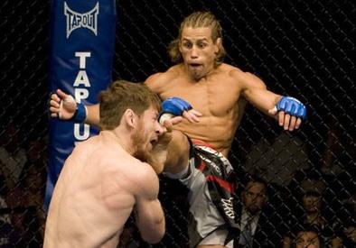 Urijah Faber vs Brown, in photo by Josh Hedges.