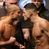 BJ Penn and Diego Sanchez at weigh-ins. Photo by Josh Hedges