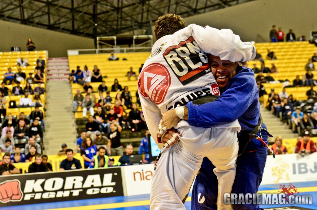 Andre Galvao attempts the takedown on Romulo Barral at IBJJ Pro League final / Photo by Erin Herle