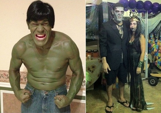 Pezão Fantasiado de Hulk e de Frankeinstein. Foto: Reprodução/Twitter 