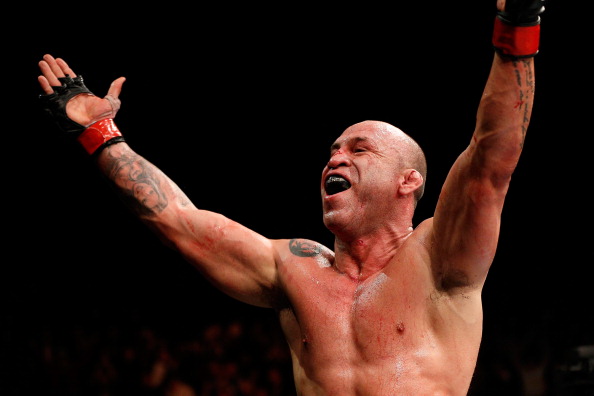 Wanderlei Silva reacts after knocking out Brian Stann in their light heavyweight fight during the UFC on FUEL TV event at Saitama Super Arena on March 3, 2013 in Saitama, Japan.  (Photo by Josh Hedges/Zuffa LLC/Zuffa LLC via Getty Images)