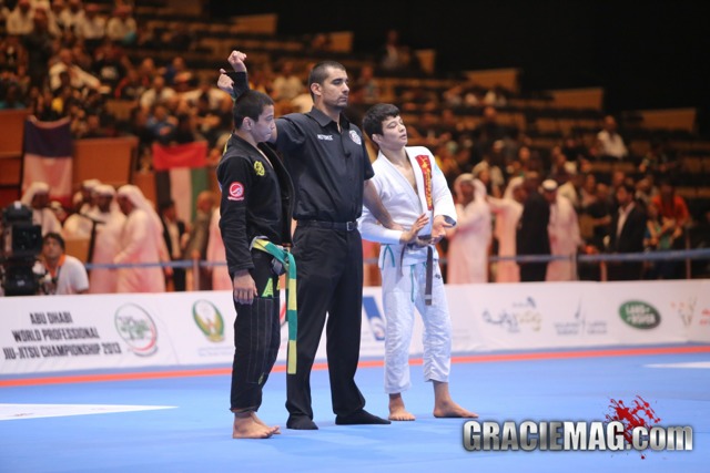 Marcos Souza celebrates the title at the 2013 WPJJC, in Abu Dhabi