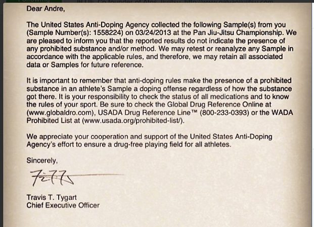 Andre Galvao was considered clean by USADA