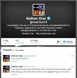 Declarações de Nate no Twitter. Foto: Reprodução