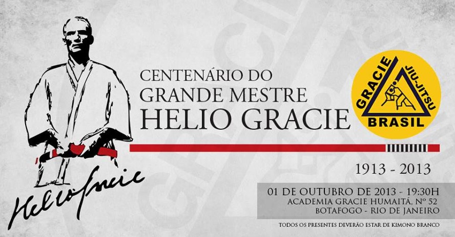 Convite para a festa de cem anos de Helio Gracie, na escola Gracie Humaitá no Rio. Foto: Divulgação