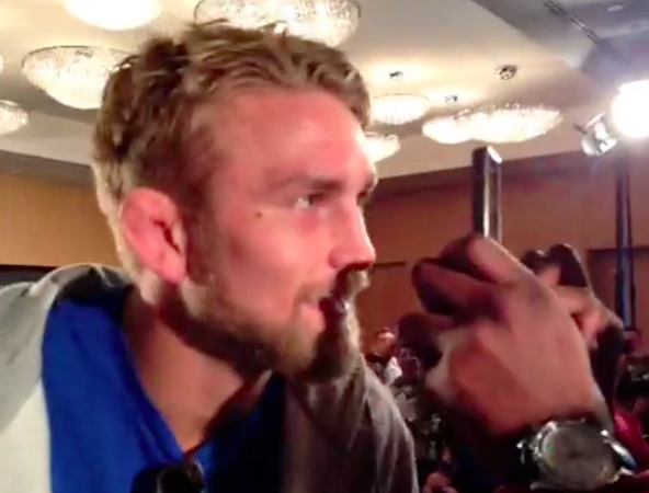 Jon Jones takes a picture, Alexander Gustafsson takes a sniff; it’s the UFC 165 staredown!