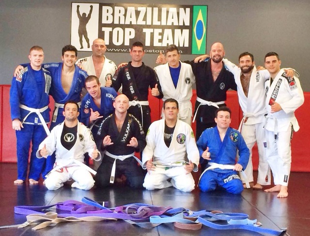 The students of Brazilian Top Team Boston toss their colored belts aside for a bit. Photo: Bruno Amaral