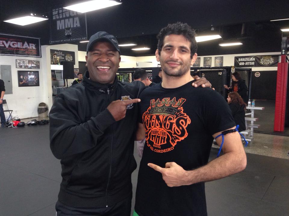 Benny Dariush alongside Master Rafael Cordeiro after a recent promotion to black/navy blue belt. Photo: Personal Archive