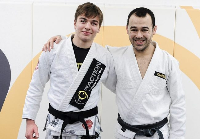 Gianni Grippo receives his black belt from prankster Marcelo Garcia