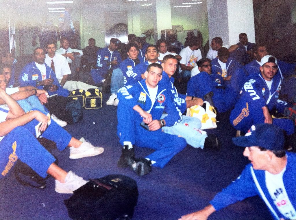 Rodrigo Clark and the rest o the team waiting to fly to the USA