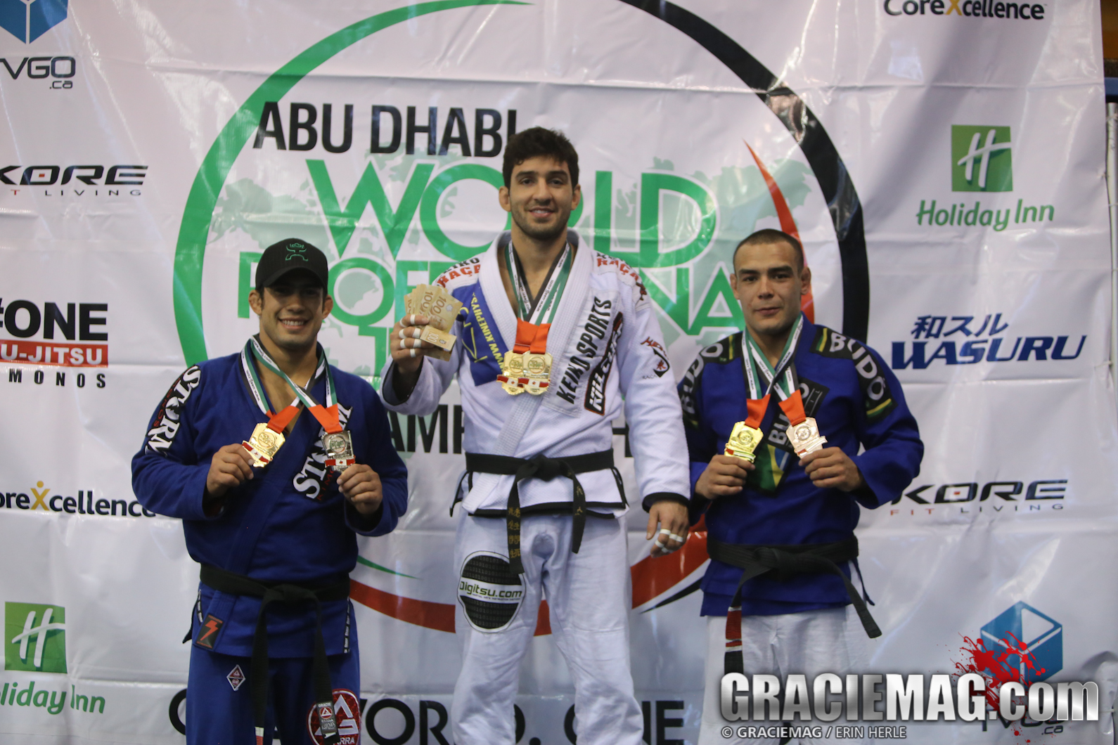 Black belt adult open weight podium at Abu Dhabi WPJJC Montreal trial. Photo: Erin Herle