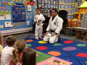 Brandon with Professor Erik at Woodranch Elementary School. Photo: Personal Archive