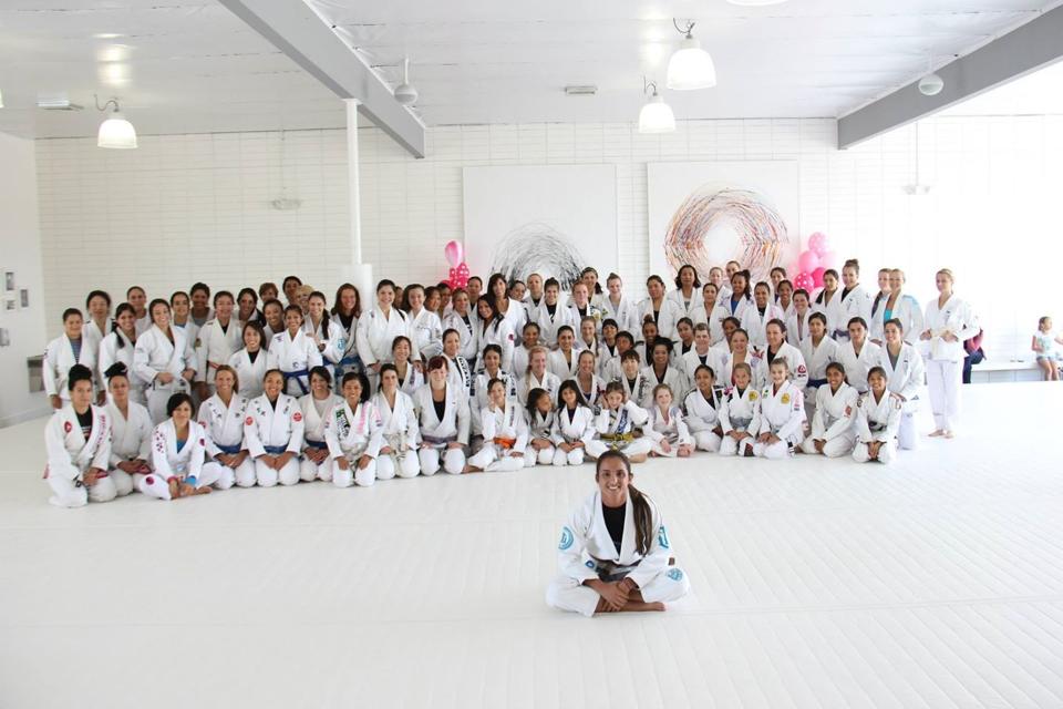 Angelica Galvao and the 100+ females on the mats at AOJ. Photo: Personal Archive