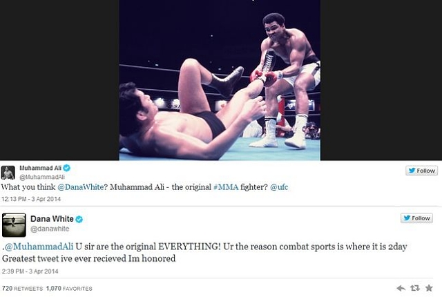 Ali e Dana White trocaram figurinhas pelo Twitter Foto Reproducao