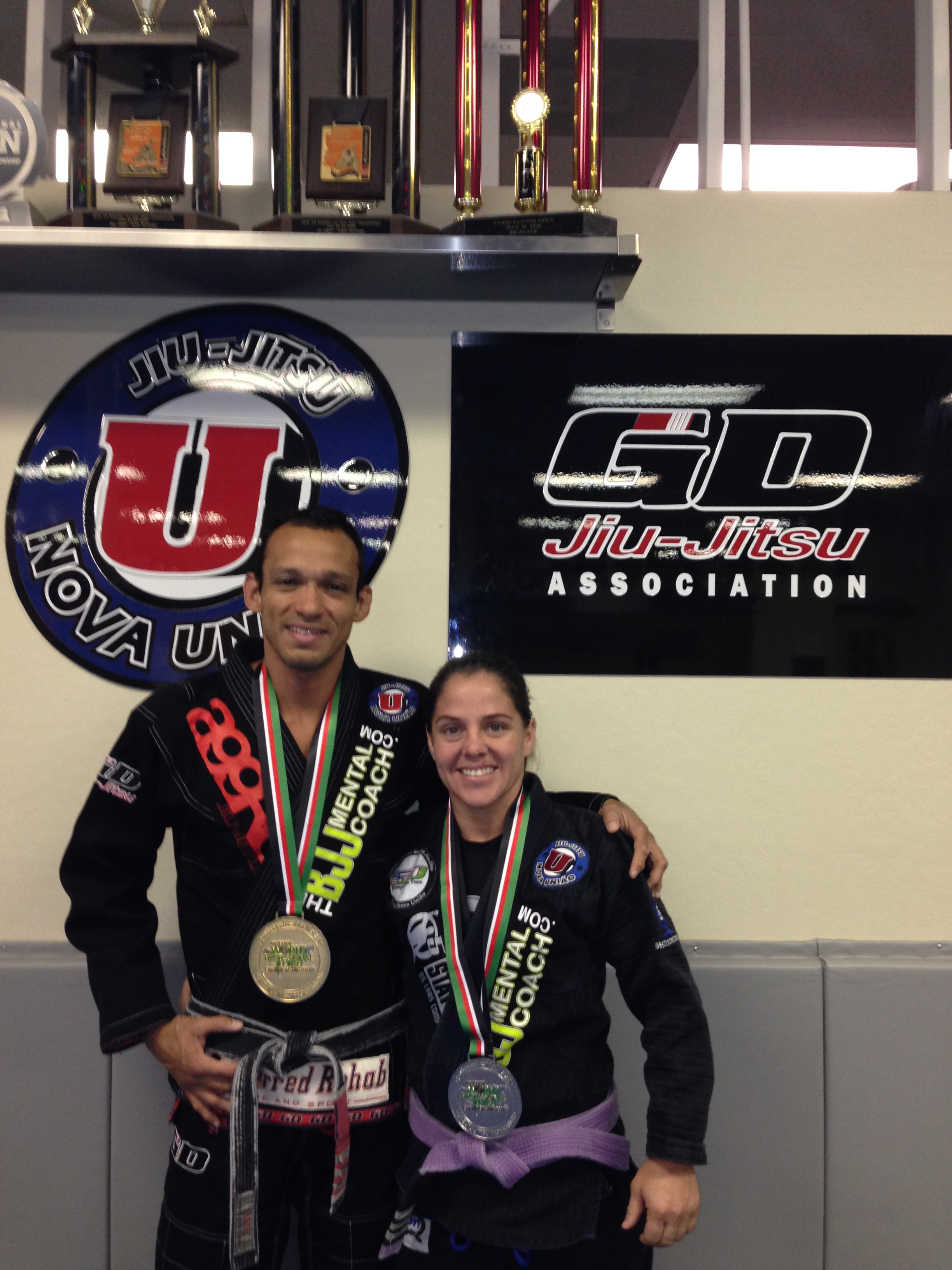 Gustavo Dantas with his student Sarah Black after the 2014 Abu Dhabi World Professional Jiu-Jitsu Championship. Photo: Personal Archive