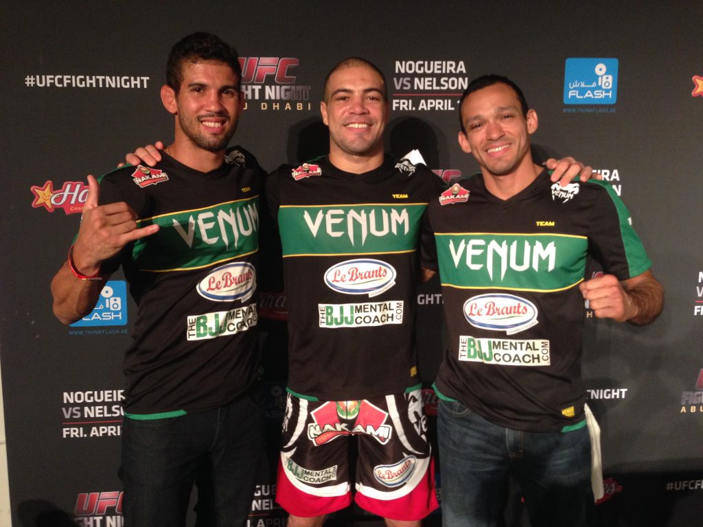 The BJJ Mental Coach (right) with Leo Santos (left) and Thales Leites (middle). Photo: Personal archive