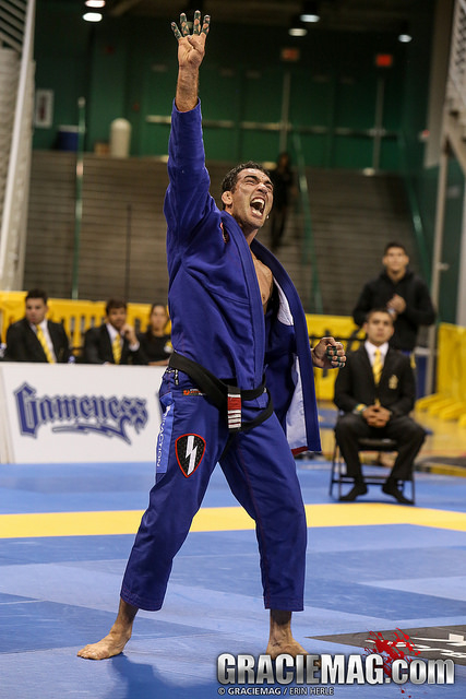 Braulio Estima Celebrates at the Worlds. Photo: Erin Herle | GRACIEMAG