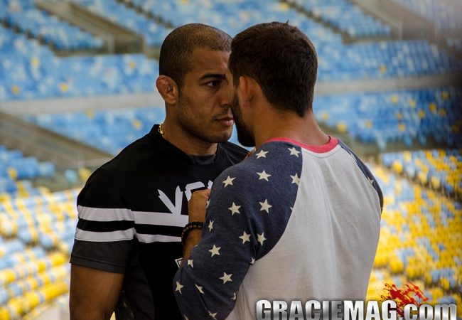 UFC 179 media day: Jose Aldo shoves Chad Mendes during staredown in Rio