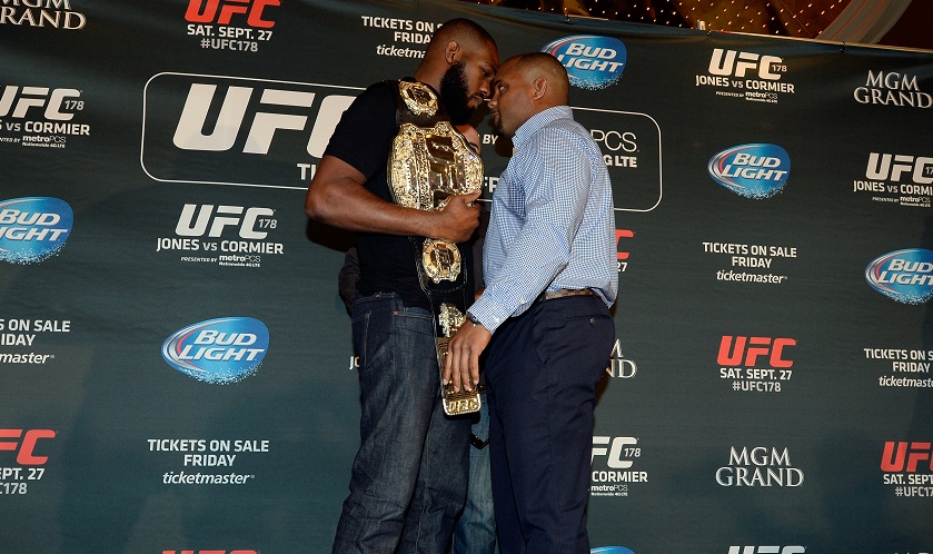 Jones, Cormier stare down Photo by Jeff Bottari/Zuffa LLC/Zuffa LLC via Getty Images)