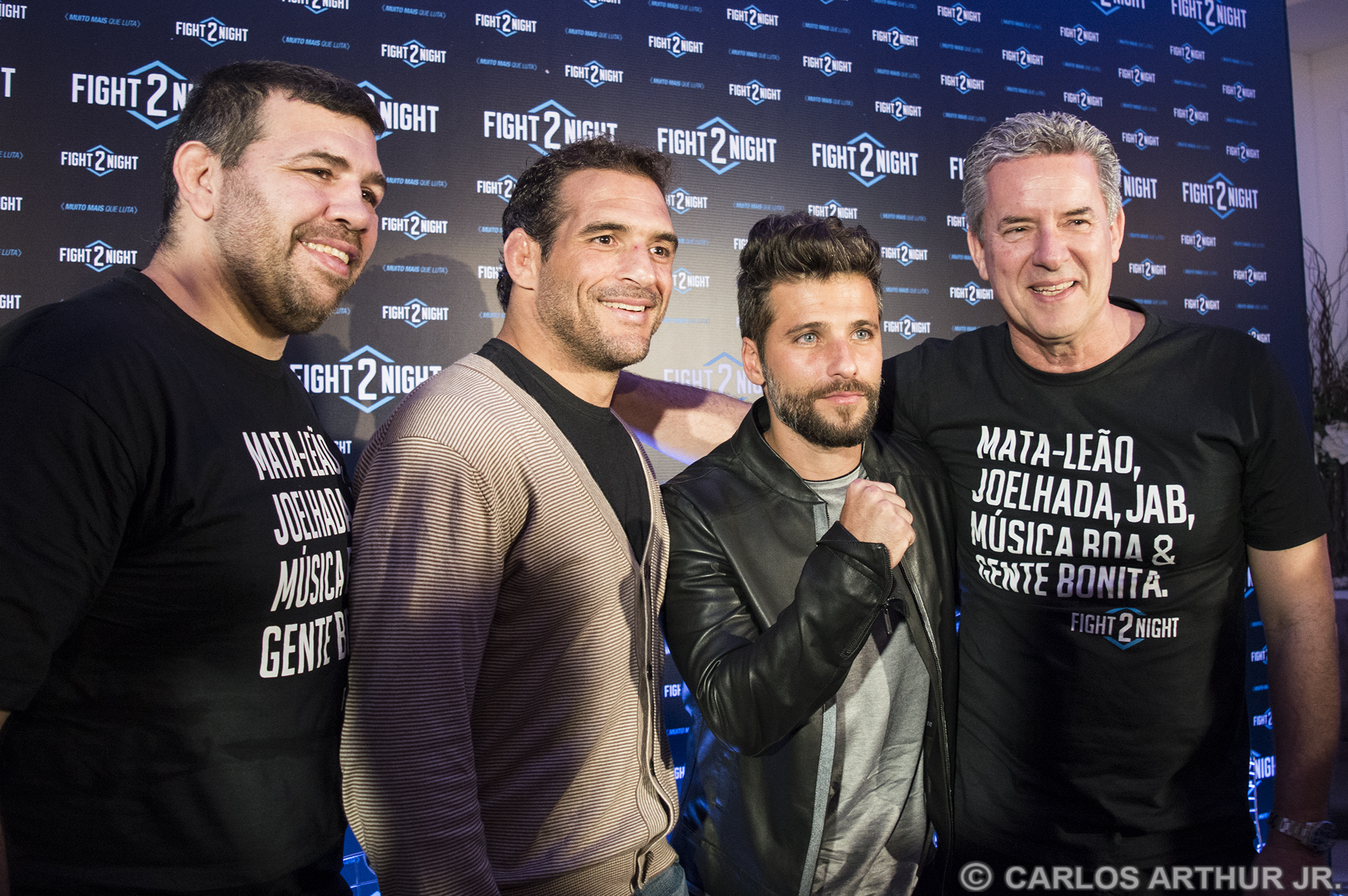 Pedro Rizzo, Léo Leite, Bruno Gagliasso e Roberto Baldaconni no lançamento do Fight2Nite. Foto: Carlos Arthur Jr.