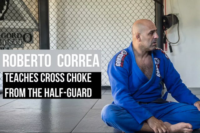 Cross choke from the half-guard with Roberto “Gordo” Correa