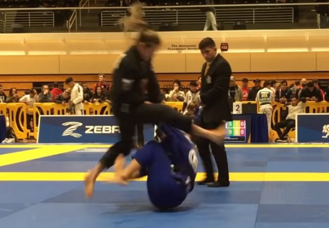 Video: Karen Antunes’s flying armbar from the L.A. BJJ Pro