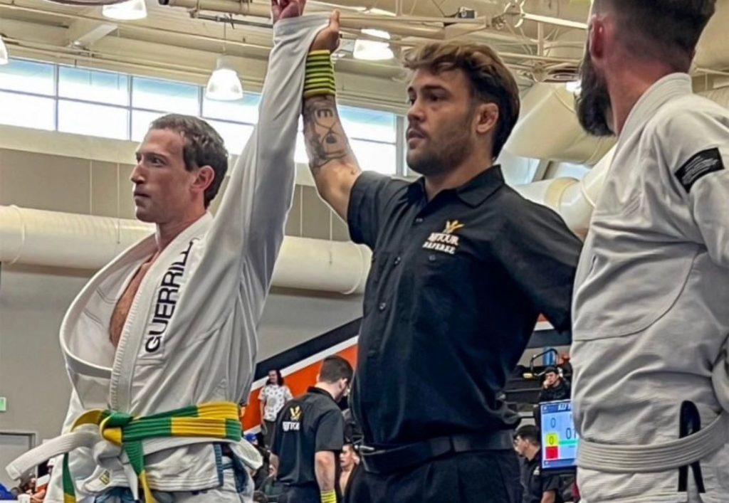 Mark Zuckerberg made his Jiu-Jitsu debut at the Californian BJJTour event. Photo: BJJ Tour Social Media/Instagram